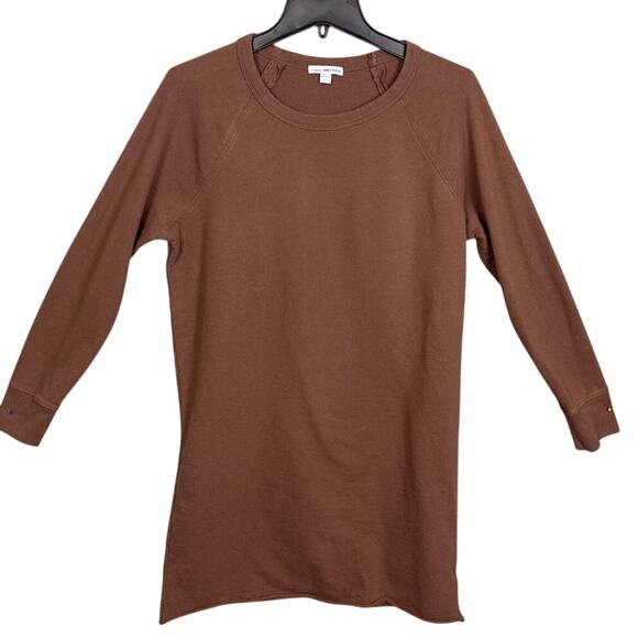 Standard James Perse Women's Fleece Crew Neck Sweatshirt Dress Brown Size 1 US-S - Picture 2 of 7